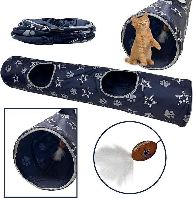 Dallas Cowboys NFL Cat Tunnel with Catnip Football