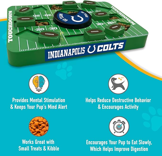 NFL Indianapolis Colts Dog Puzzle Treat Toy | Large Size | Officially Licensed | Interactive IQ Feeder