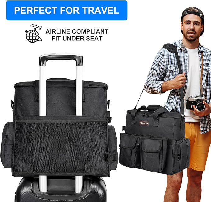 Airline-Approved Dog Travel Bag Set | 8-Piece Kit with Treat Pouches, Bowls & Placemat | Black