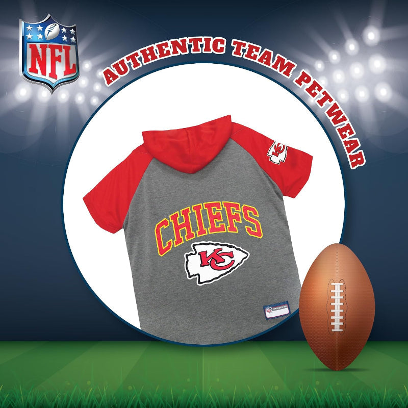 NFL Kansas City Chiefs Dog Hoodie Tee — Officially Licensed Pet Sweatshirt (S, M, L)