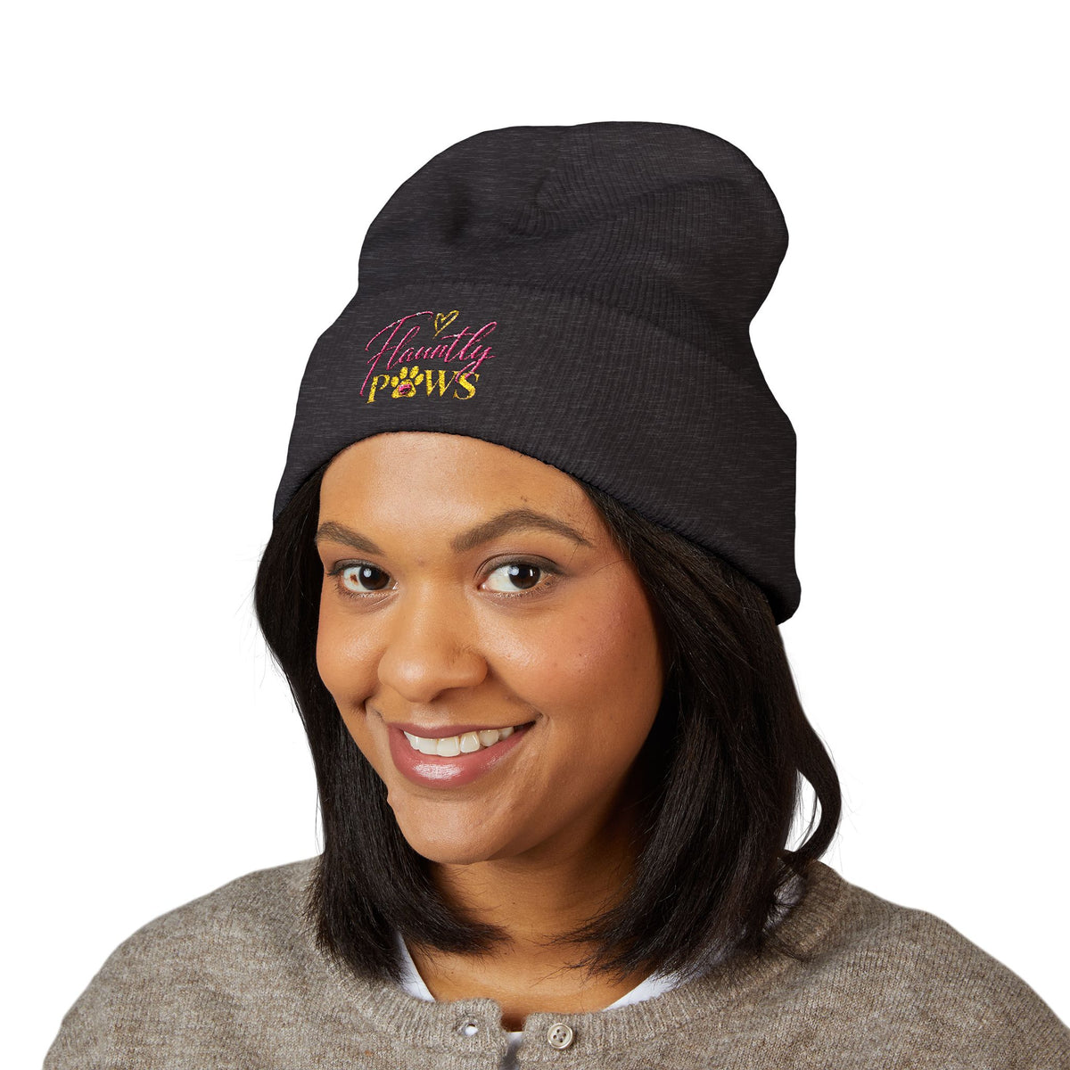 Embroidered Classic Cuffed Beanie | Flauntly Paws