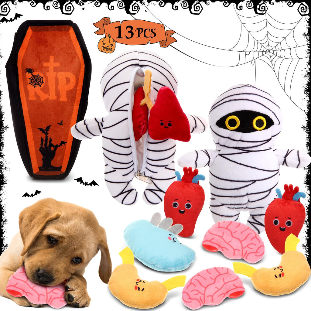 Halloween Dog Toy Set | 13-Piece Mummy Hide & Seek Puzzle Toy | Interactive Dog Toys