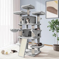Allewie 68" Large Cat Tree — Multi-Level Climbing Tower with Condo, Sisal Posts & Plush Perches (Light Grey)