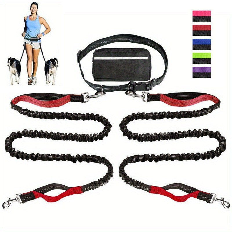 Reflective Running Leash Set with Waist Bag