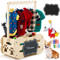 Pet Wardrobe & Toy Storage Organizer | Wooden Bone-Shaped Closet with Hangers