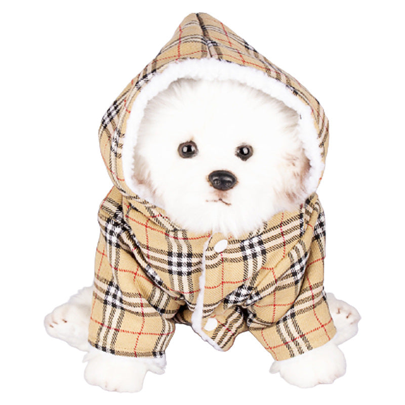 Plaid Hooded Dog Sweater