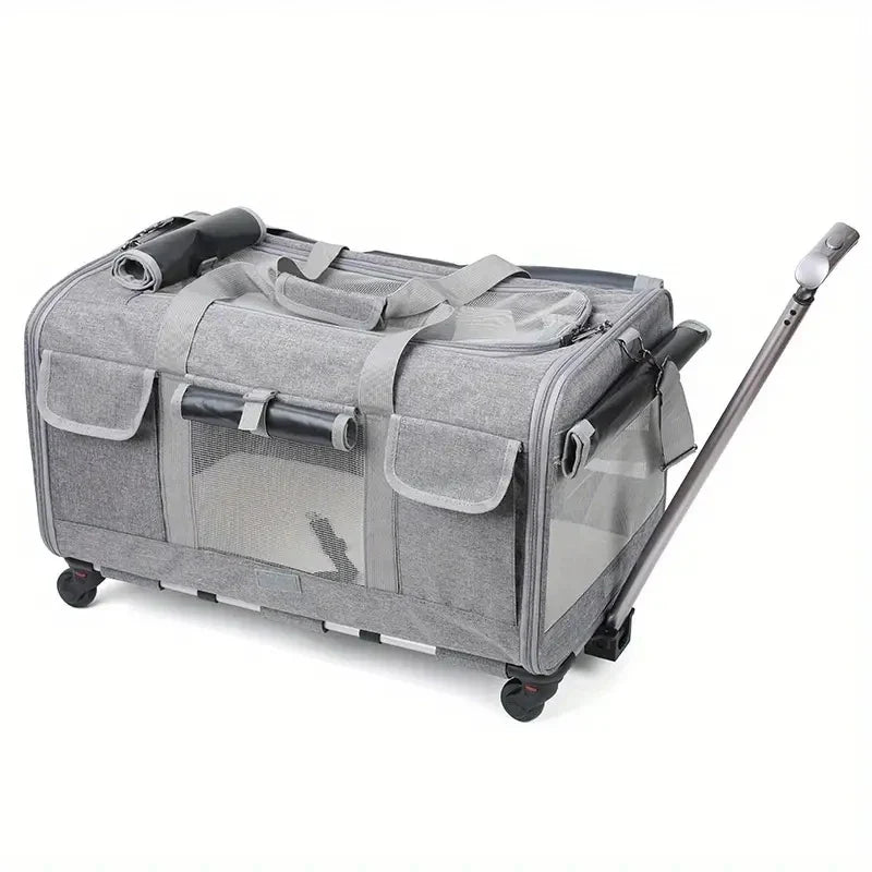 Extra Large Wheeled Pet Trolley Carrier | Foldable Travel Case for Cats & Dogs