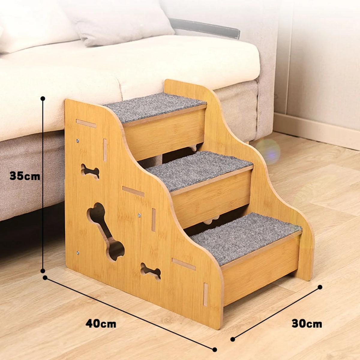 Wooden Pet Stairs for Small Dogs & Cats | 2, 3, or 4 Step