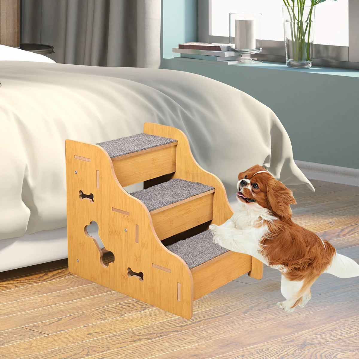 Wooden Pet Stairs for Small Dogs & Cats | 2, 3, or 4 Step