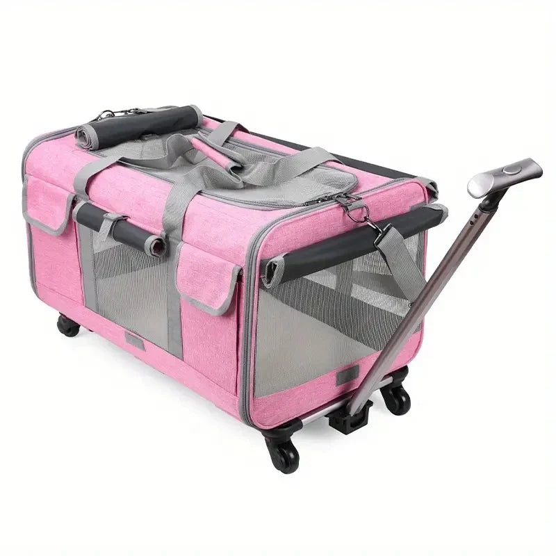 Extra Large Wheeled Pet Trolley Carrier | Foldable Travel Case for Cats & Dogs