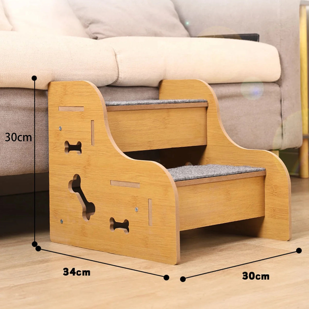 Wooden Pet Stairs for Small Dogs & Cats | 2, 3, or 4 Step