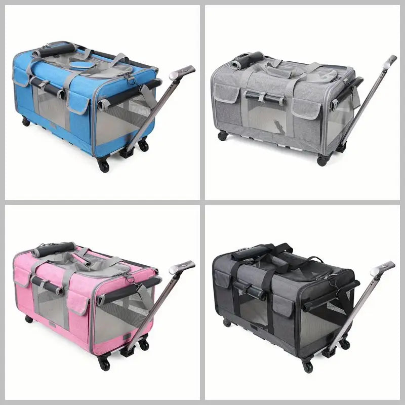 Extra Large Wheeled Pet Trolley Carrier | Foldable Travel Case for Cats & Dogs