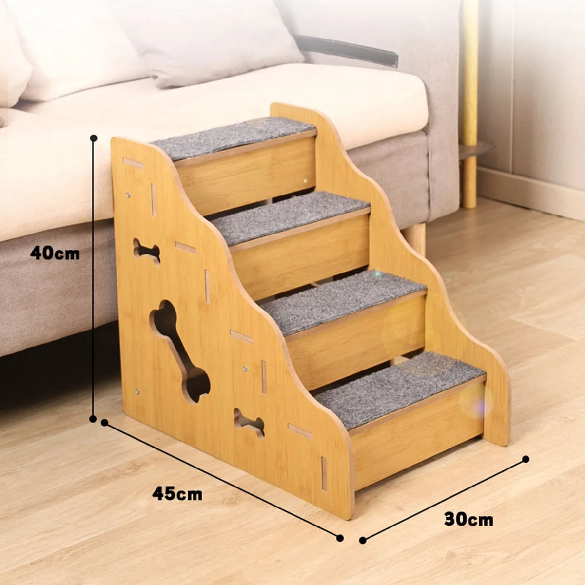 Wooden Pet Stairs for Small Dogs & Cats | 2, 3, or 4 Step