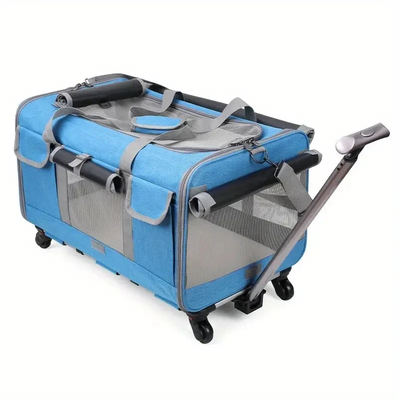 Extra Large Wheeled Pet Trolley Carrier | Foldable Travel Case for Cats & Dogs