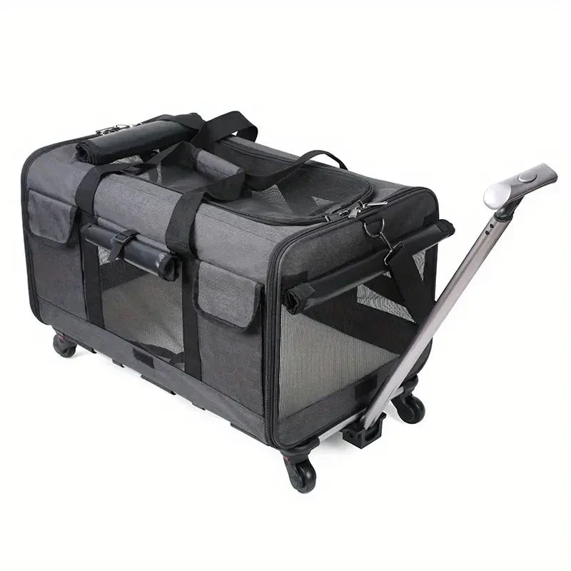 Extra Large Wheeled Pet Trolley Carrier | Foldable Travel Case for Cats & Dogs
