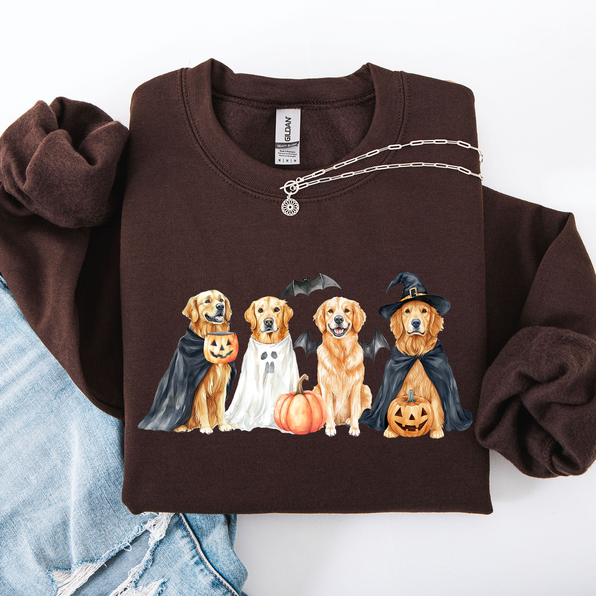 Adorable Halloween Dogs Patchwork Retro Sweatshirt