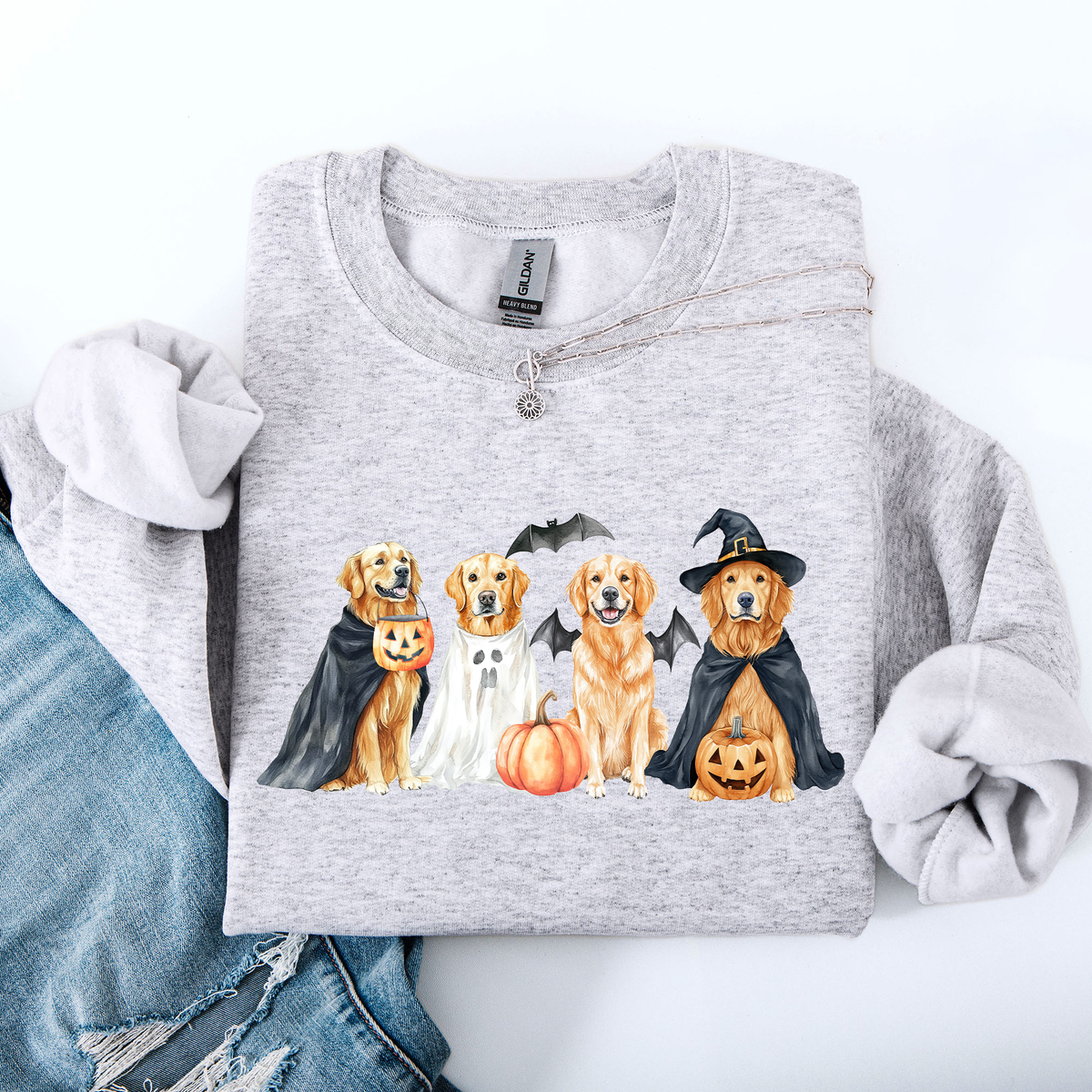 Adorable Halloween Dogs Patchwork Retro Sweatshirt