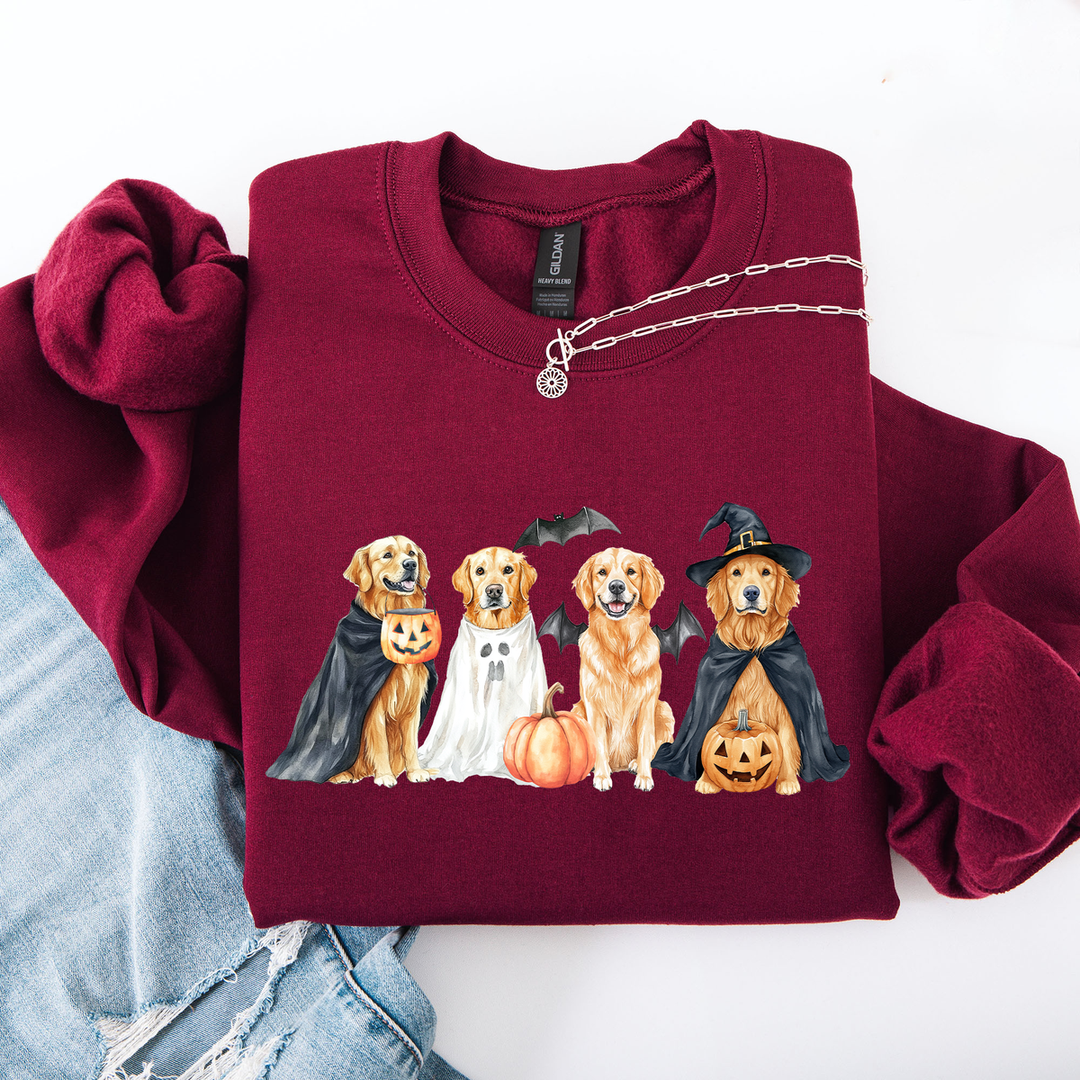 Adorable Halloween Dogs Patchwork Retro Sweatshirt