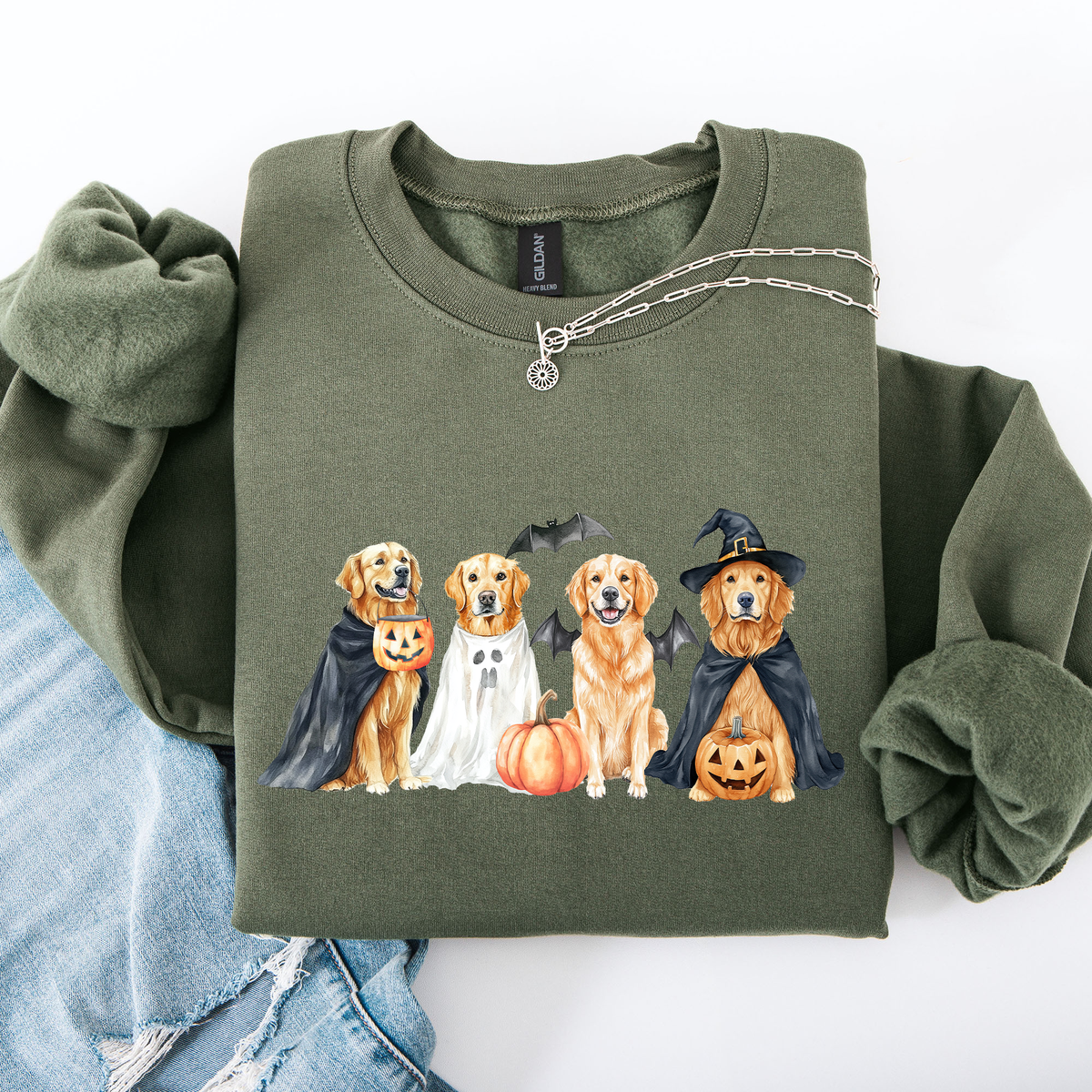 Adorable Halloween Dogs Patchwork Retro Sweatshirt