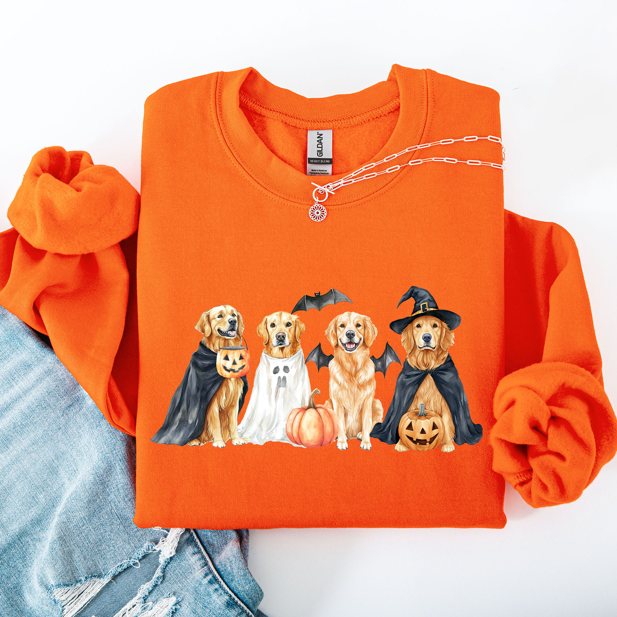 Adorable Halloween Dogs Patchwork Retro Sweatshirt