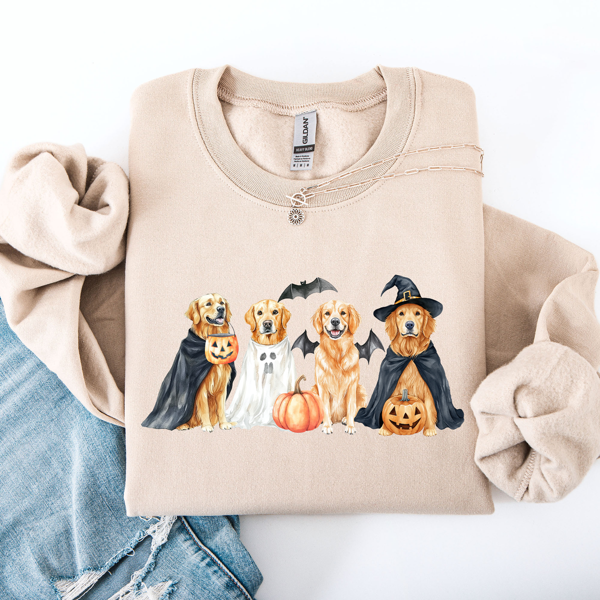 Adorable Halloween Dogs Patchwork Retro Sweatshirt