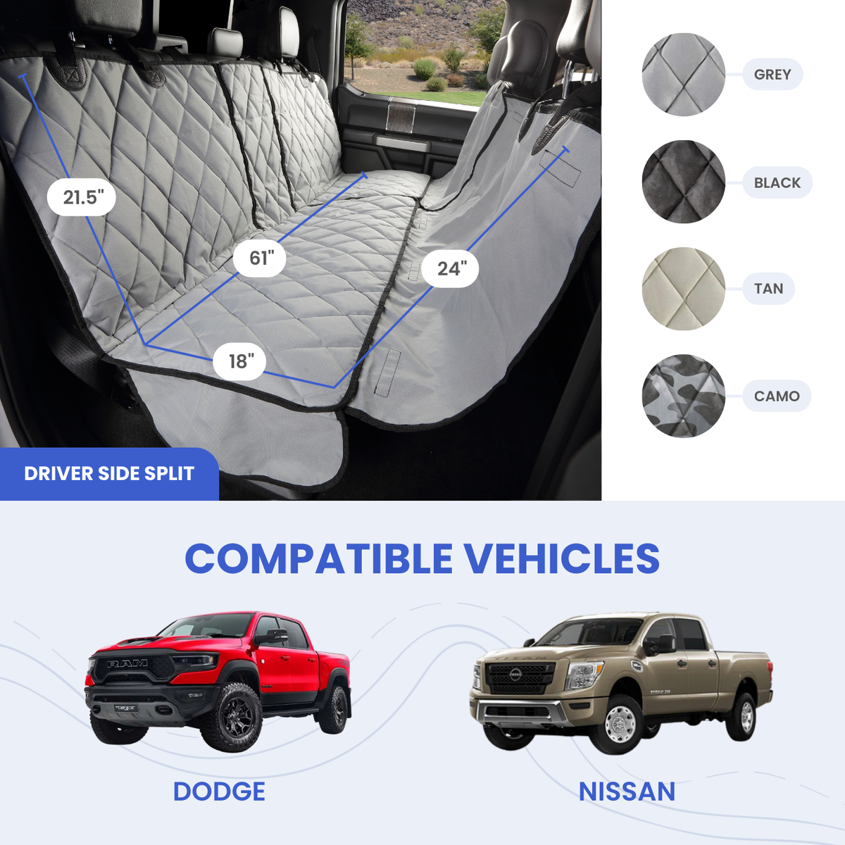 Luxury Crew Cab Truck Dog Hammock Cover – Fold-Up Seat Access