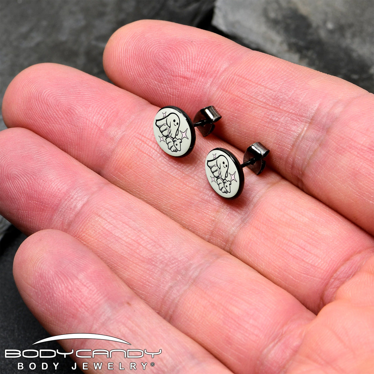 Ghost Dog Walker Glow-in-the-Dark Stud Earrings by Onyx O