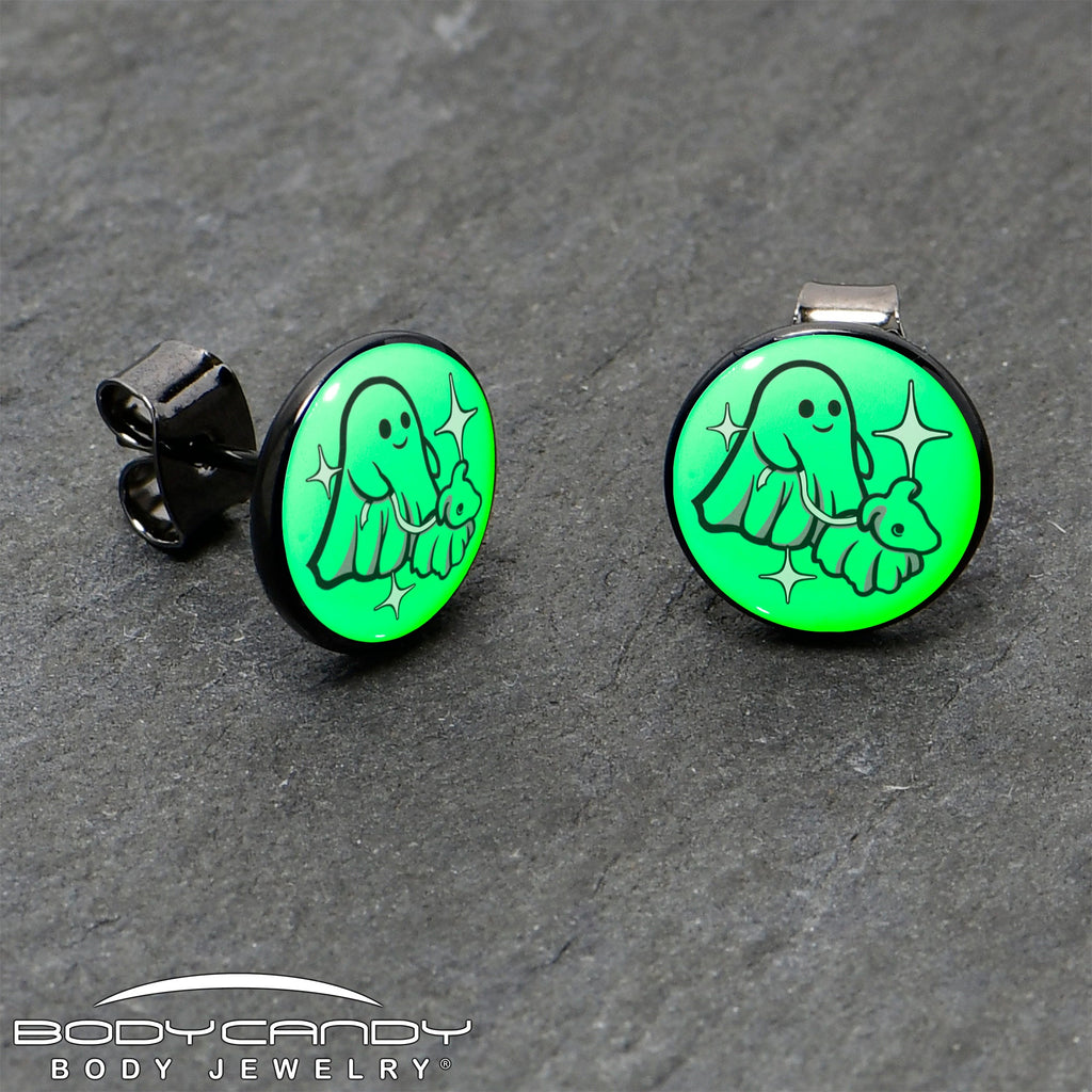 Ghost Dog Walker Glow-in-the-Dark Stud Earrings by Onyx O