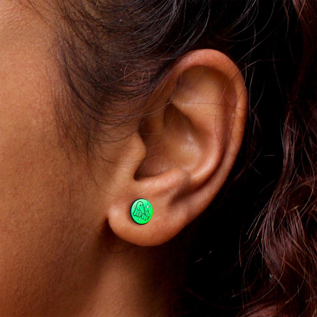 Ghost Dog Walker Glow-in-the-Dark Stud Earrings by Onyx O
