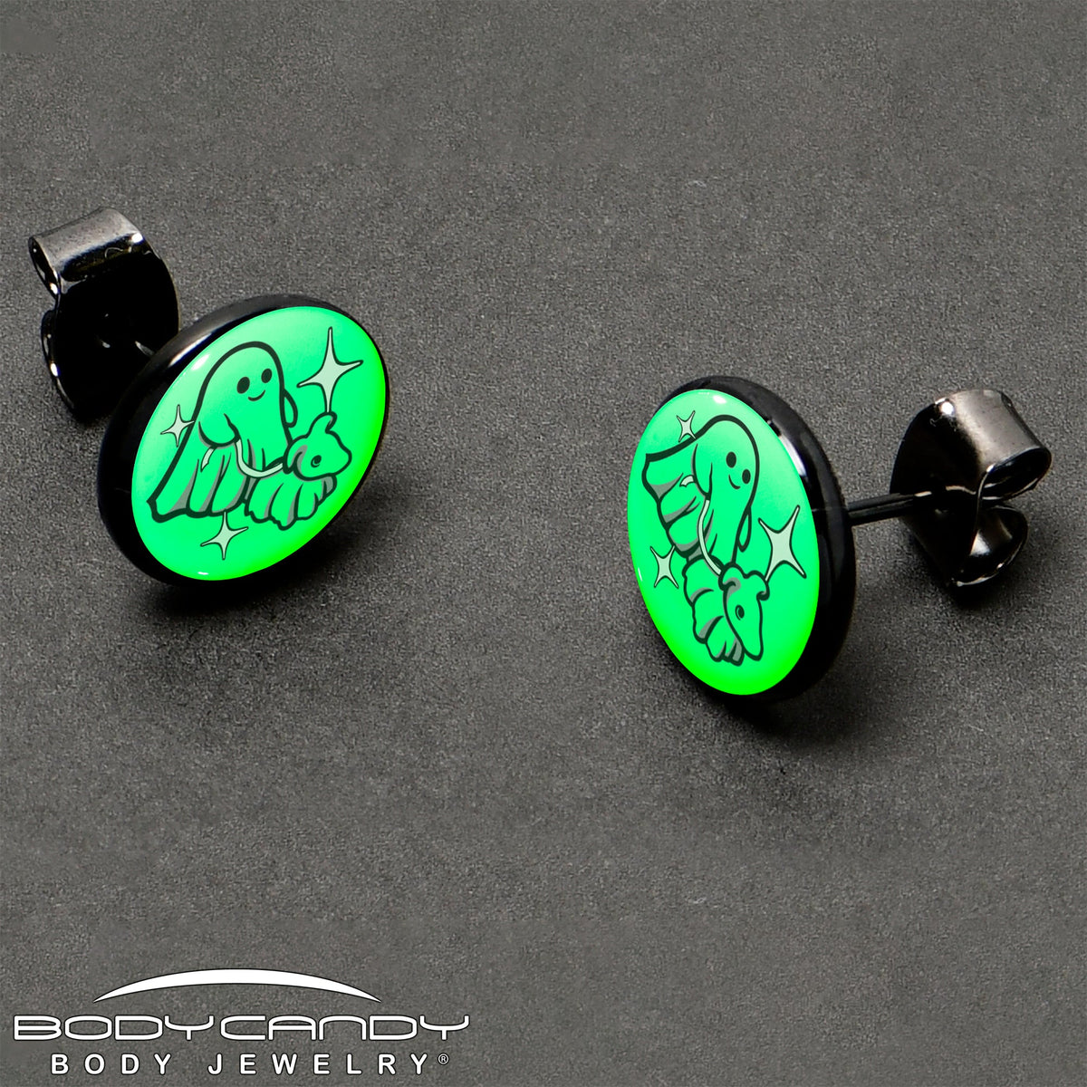 Ghost Dog Walker Glow-in-the-Dark Stud Earrings by Onyx O