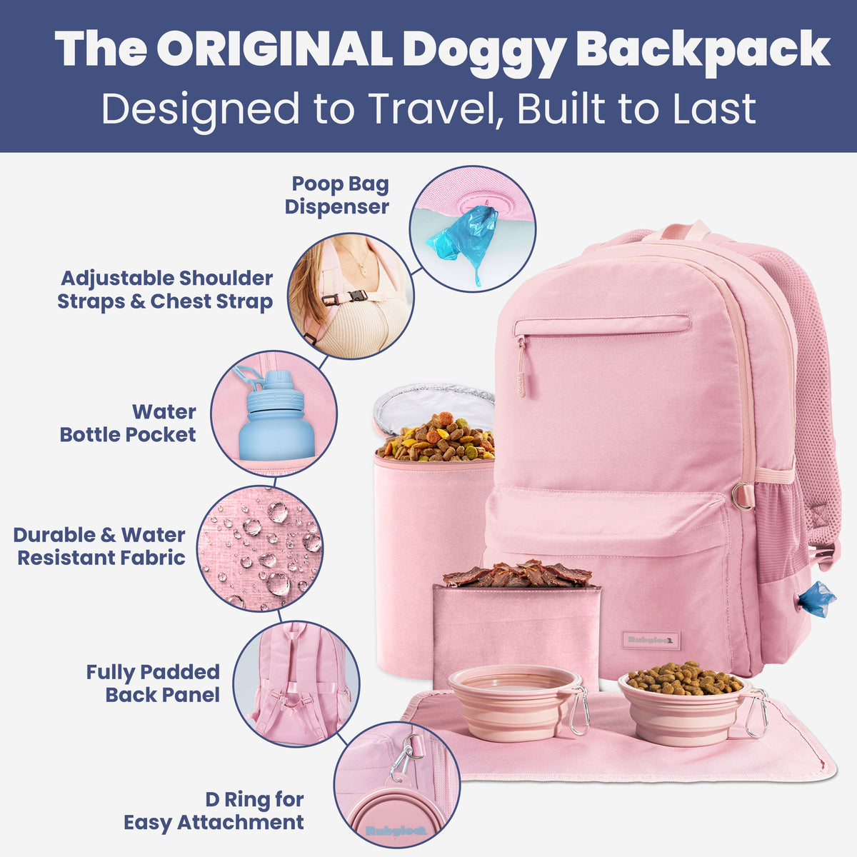 The Original Doggy Bag™ | 6-Piece Dog Supply Backpack | Carry-On Approved