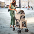 The Flauntly Paws Duo Stroller — Foldable 3-in-1 Double Pet Stroller with Detachable Carriers