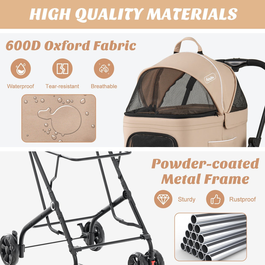 The Flauntly Paws Duo Stroller — Foldable 3-in-1 Double Pet Stroller with Detachable Carriers