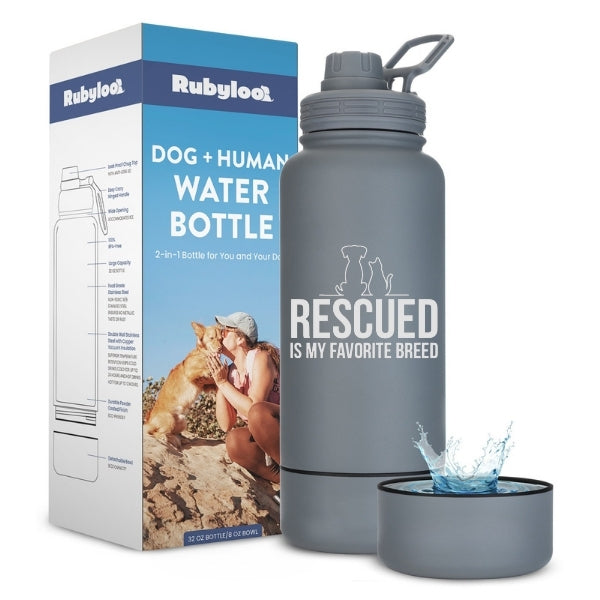 Dog + Human Water Bottle with Detachable Bowl