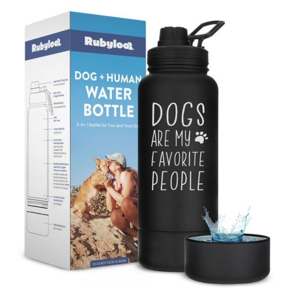 Dog + Human Water Bottle with Detachable Bowl