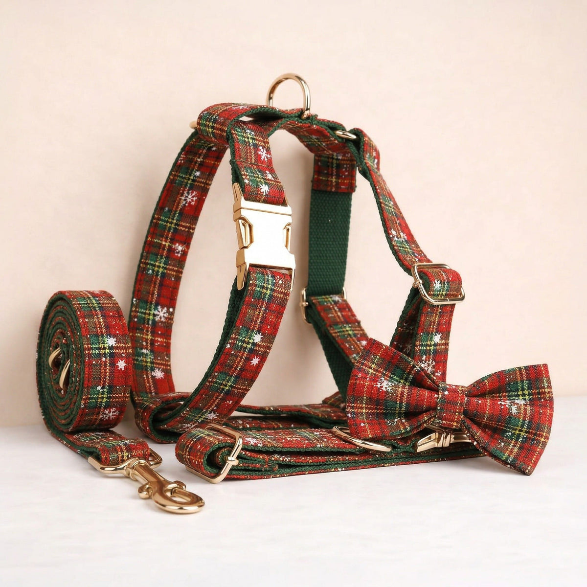 Personalized Christmas Plaid Dog Walking Set