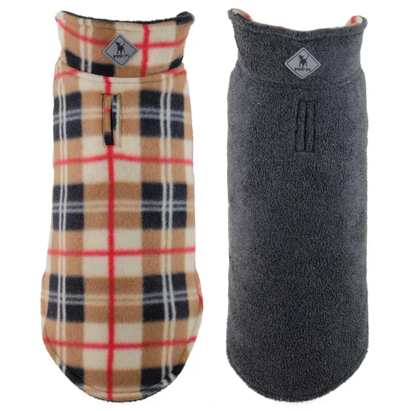 Tan Plaid Fargo Fleece Reversible Pet Jacket