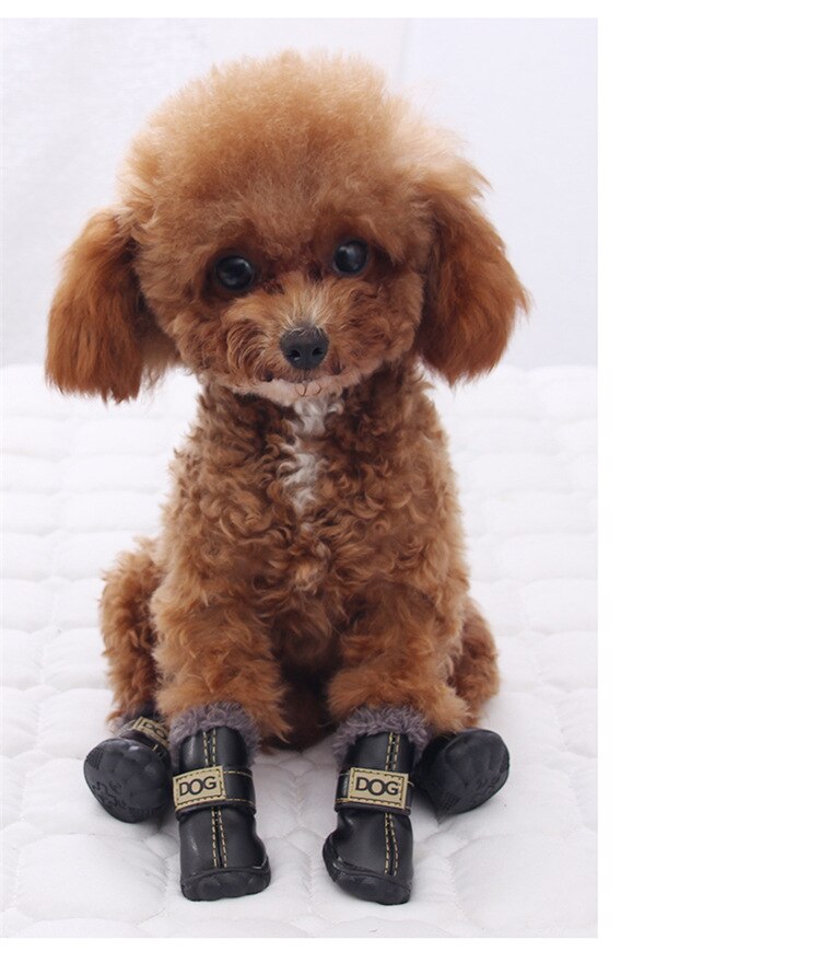 Waterproof Fleece-Lined Dog Snow Boots | Anti-Slip Winter Paw Protection (4-Pack)