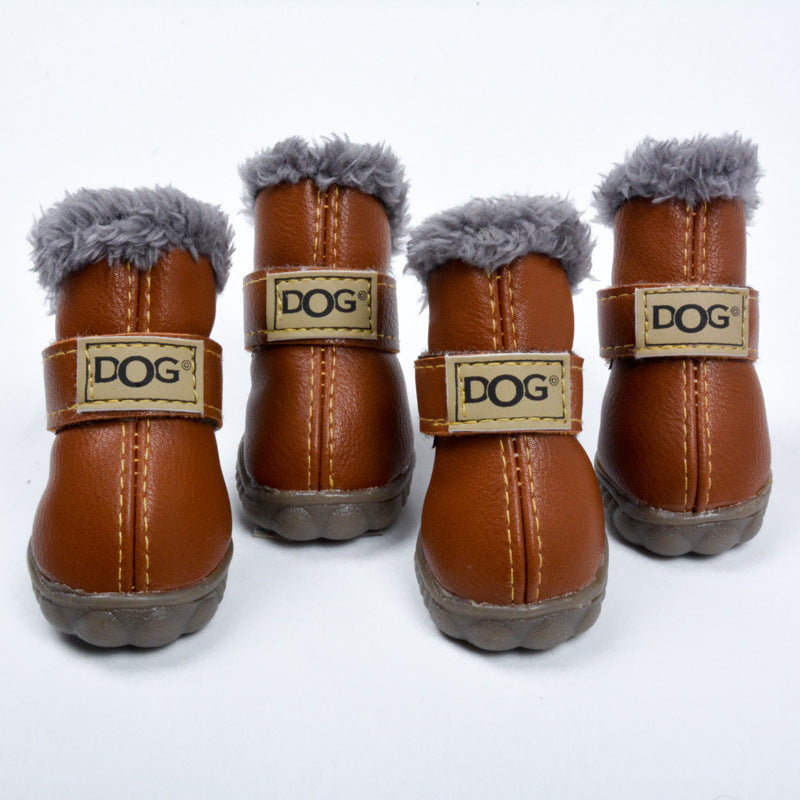 Waterproof Fleece-Lined Dog Snow Boots | Anti-Slip Winter Paw Protection (4-Pack)