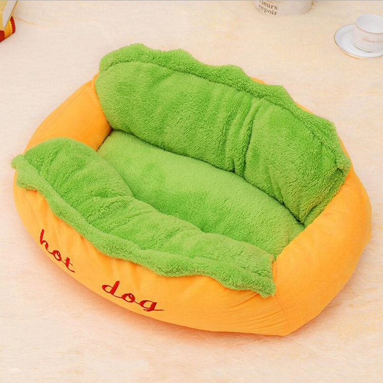 Hot Dog Pet Bed | Cozy Novelty Dog Bed | Small to Medium Dogs