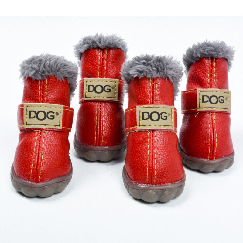 Waterproof Fleece-Lined Dog Snow Boots | Anti-Slip Winter Paw Protection (4-Pack)