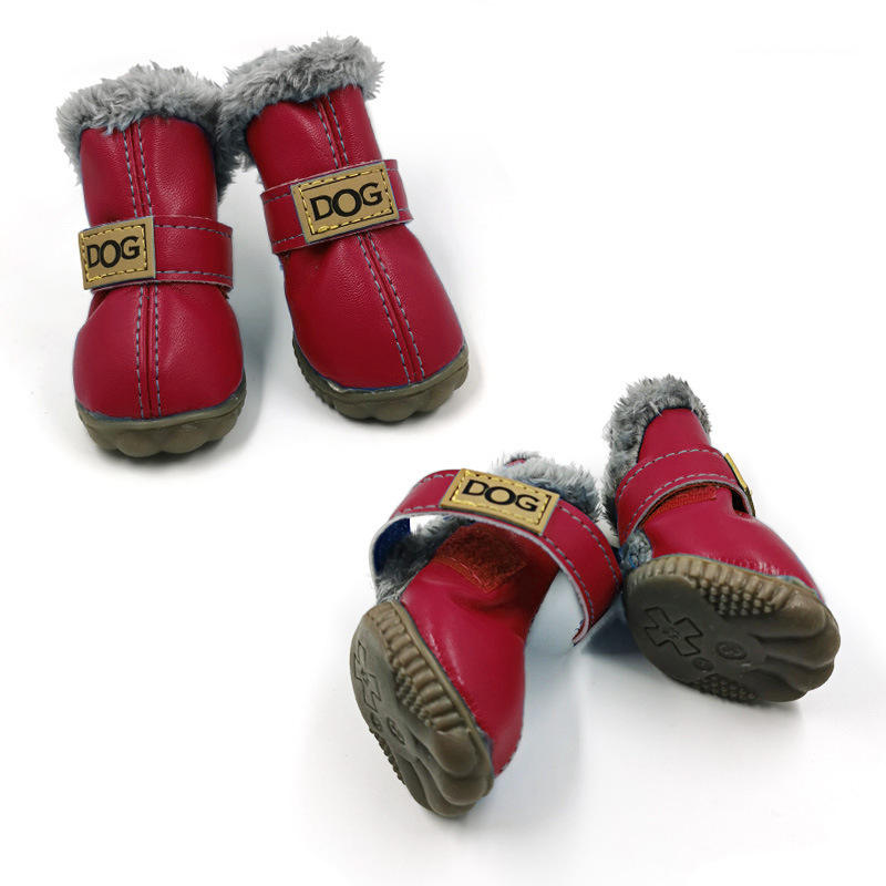 Waterproof Fleece-Lined Dog Snow Boots | Anti-Slip Winter Paw Protection (4-Pack)