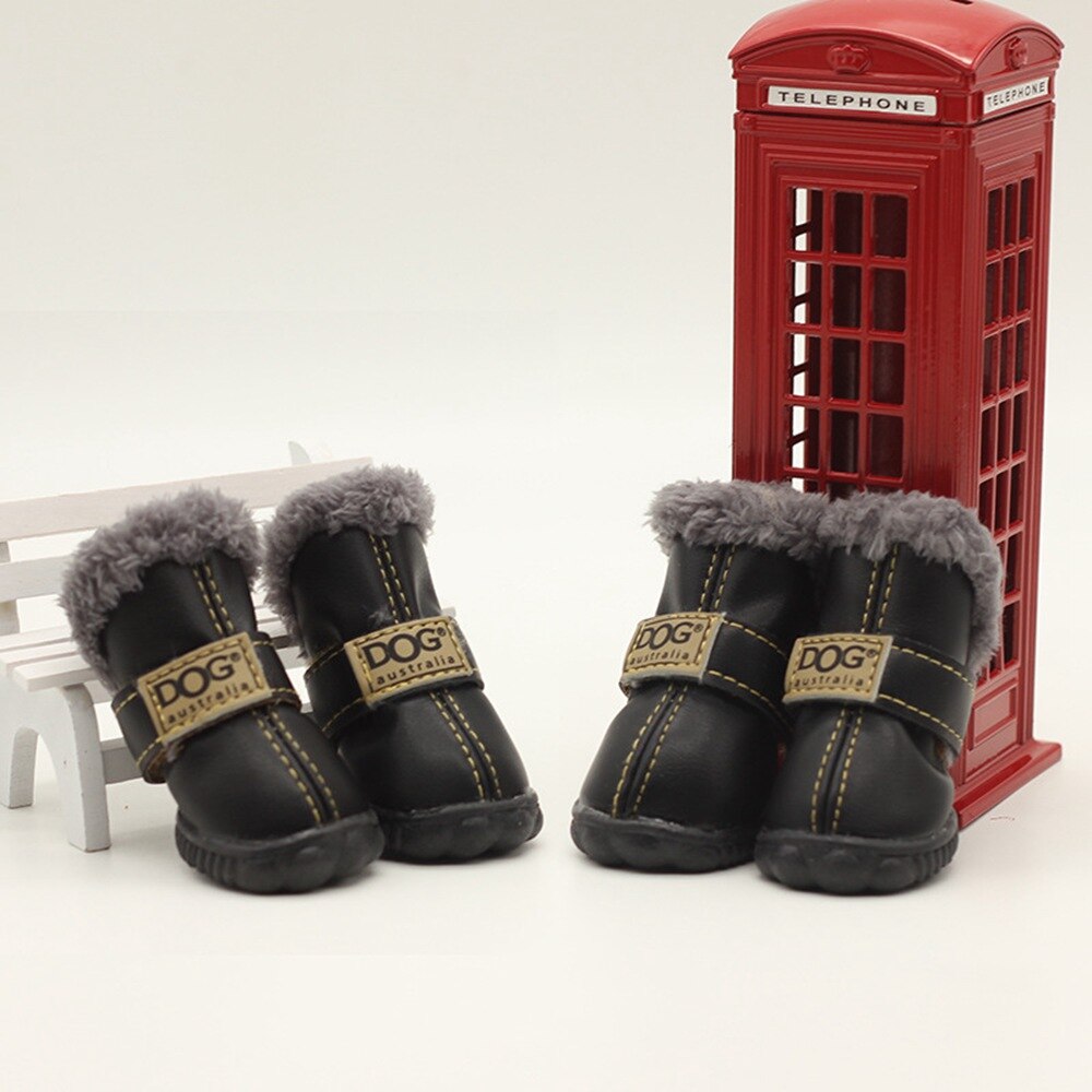Waterproof Fleece-Lined Dog Snow Boots | Anti-Slip Winter Paw Protection (4-Pack)