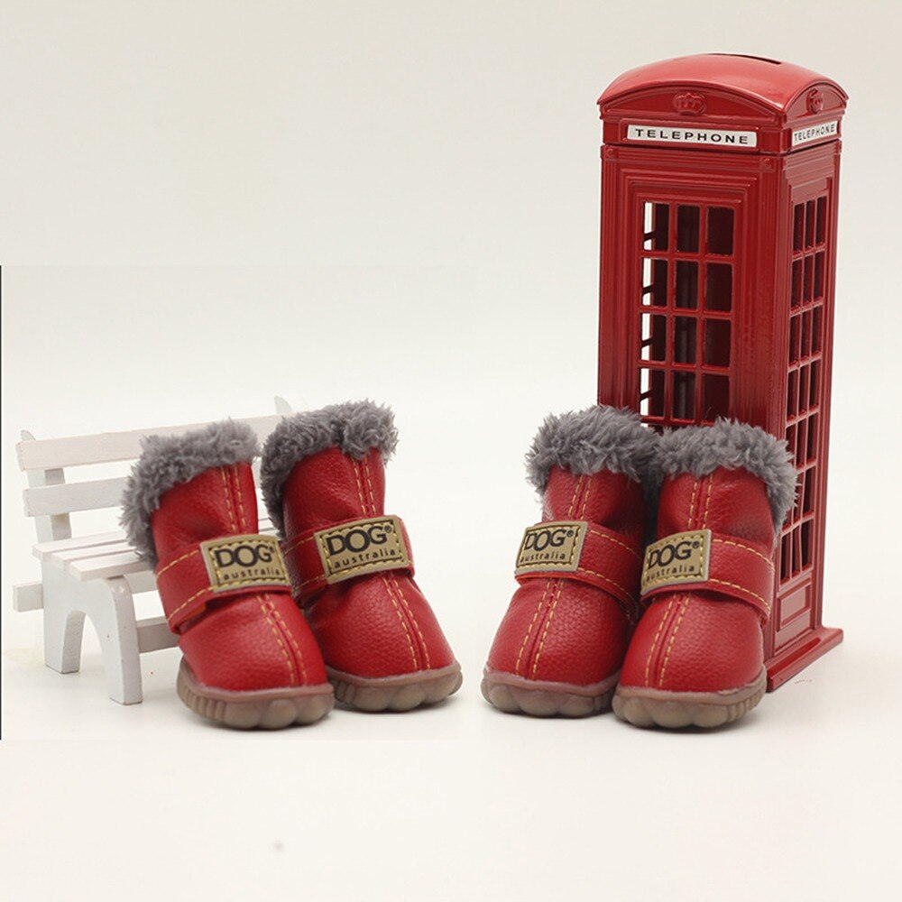 Waterproof Fleece-Lined Dog Snow Boots | Anti-Slip Winter Paw Protection (4-Pack)