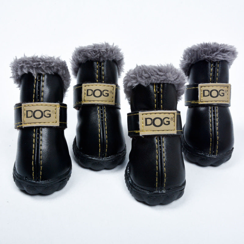 Waterproof Fleece-Lined Dog Snow Boots | Anti-Slip Winter Paw Protection (4-Pack)