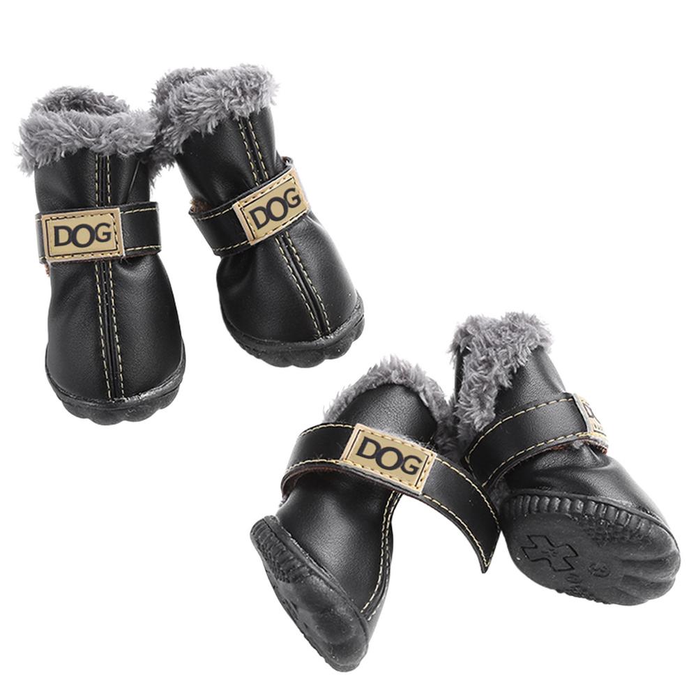 Waterproof Fleece-Lined Dog Snow Boots | Anti-Slip Winter Paw Protection (4-Pack)