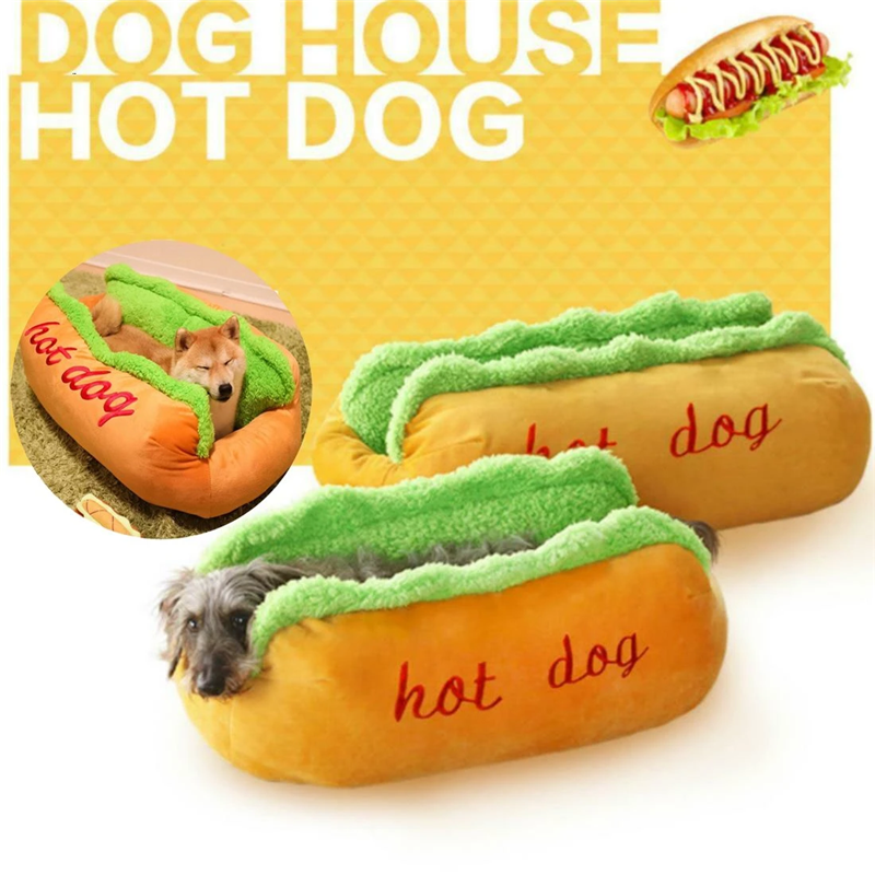 Hot Dog Pet Bed | Cozy Novelty Dog Bed | Small to Medium Dogs