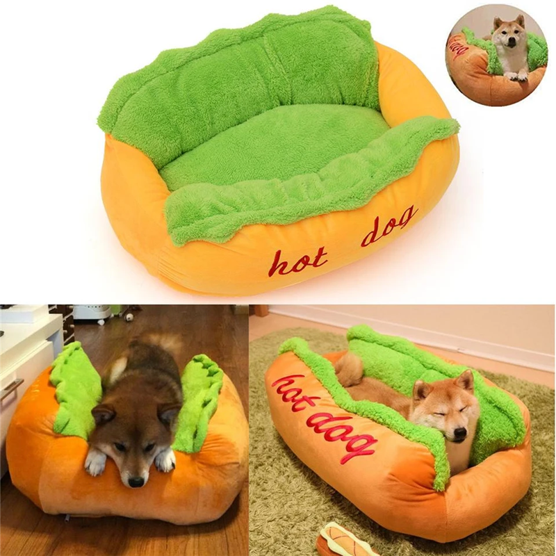 Hot Dog Pet Bed | Cozy Novelty Dog Bed | Small to Medium Dogs