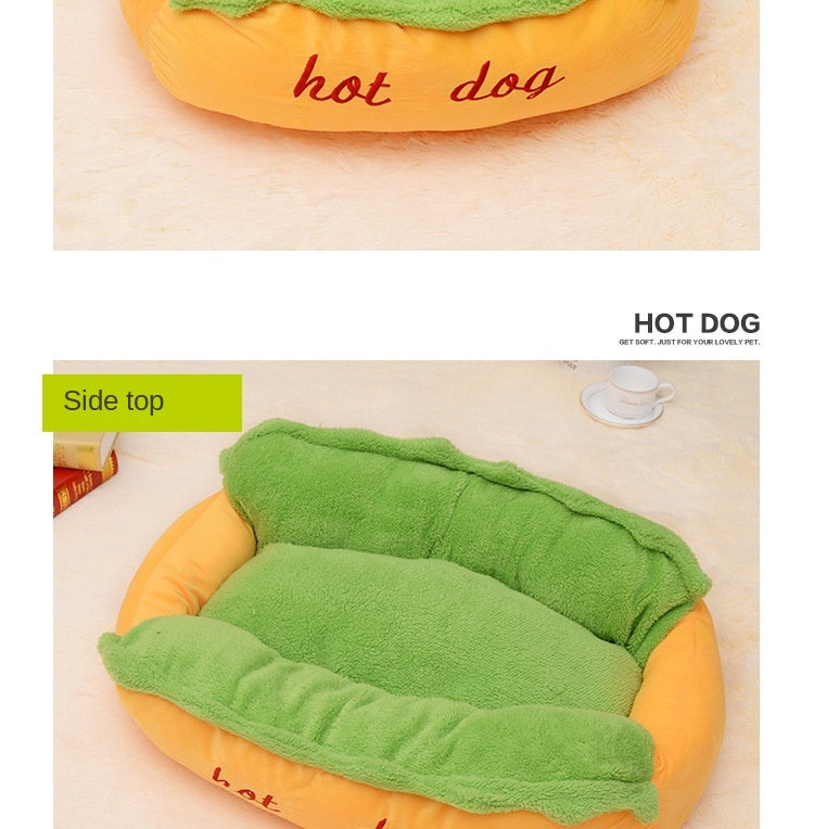 Hot Dog Pet Bed | Cozy Novelty Dog Bed | Small to Medium Dogs