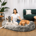 PupCloud™ Human-Size Faux Fur Memory Foam Dog Bed — Charcoal Grey